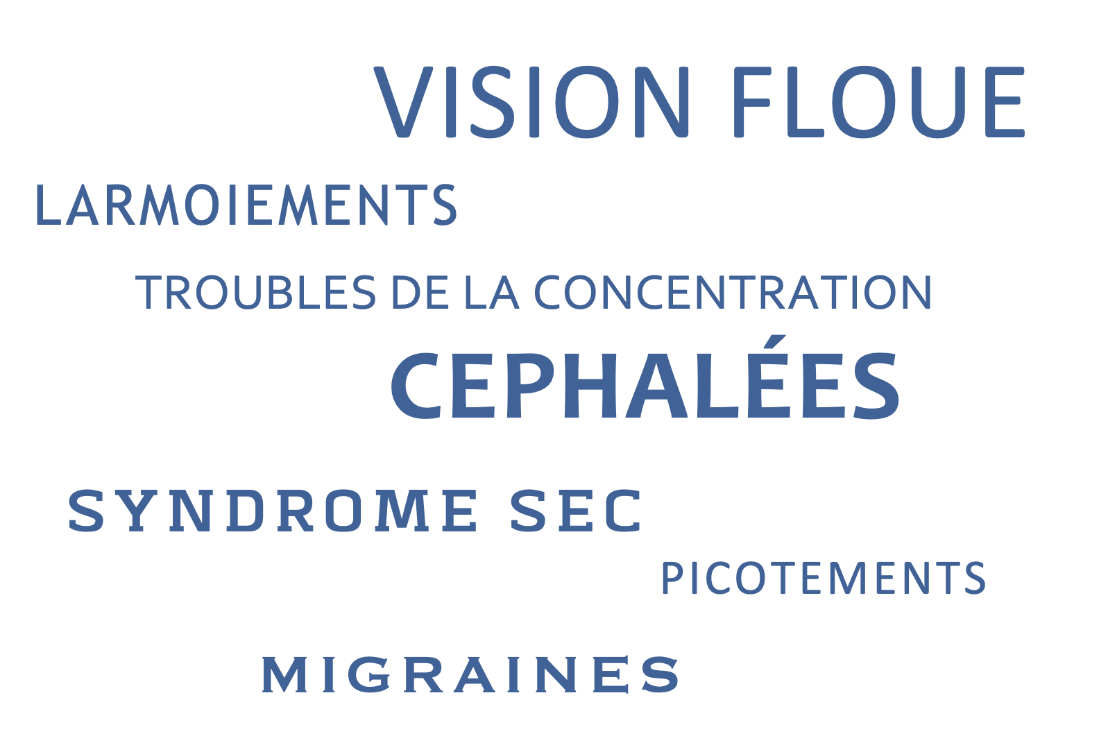 La fatigue visuelle digitale inclut des symptômes comme la vision floue, les yeux secs, les maux de tête, les troubles de la concentration, les douleurs oculaires, les picotements.